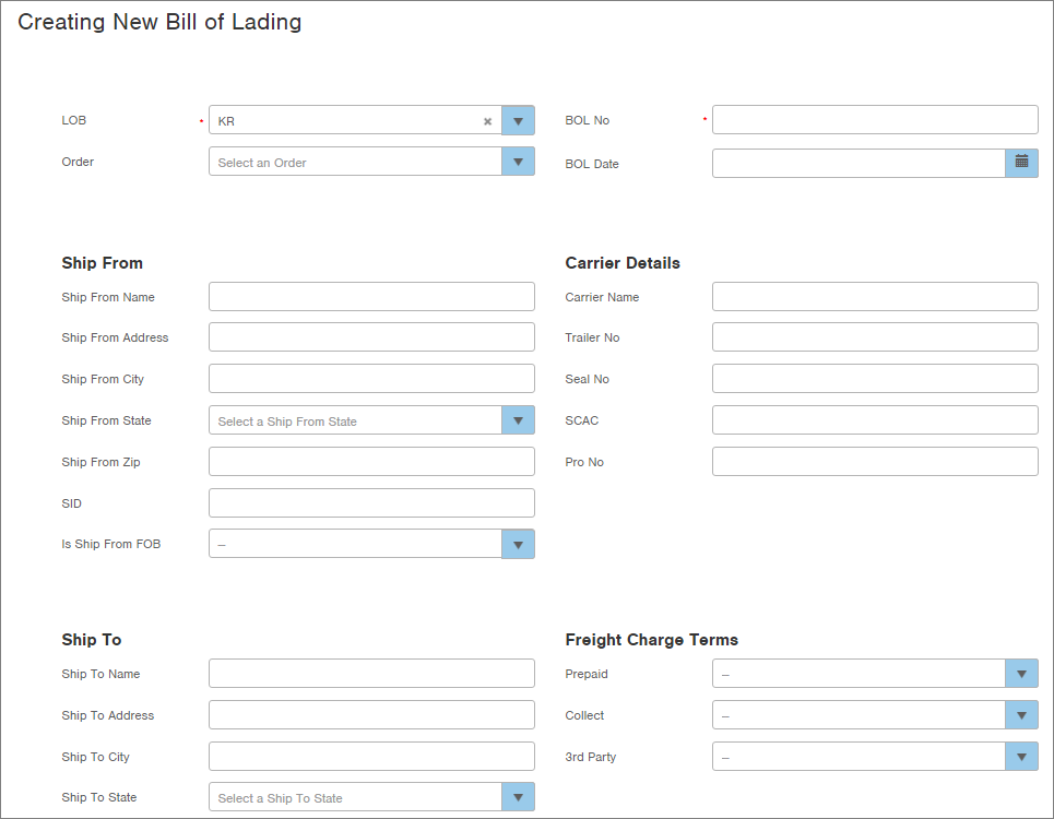 Create and Print a Bill of Lading